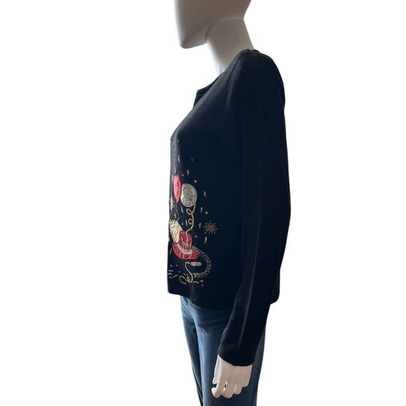 Vintage y2k New Years Eve Party 2000 Embroidered Sweater, M - Picture 5 of 8